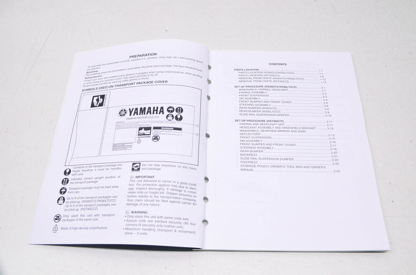OEM Yamaha LIT-12668-02-91 RS/RST90GTZ RS90LTGT Assembly Manual NOS