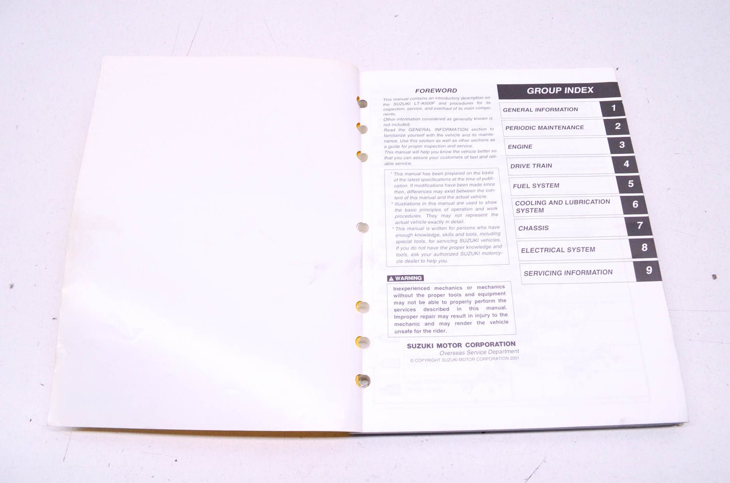 OEM Suzuki 99500-44040-01E Service Manual LT-A500F