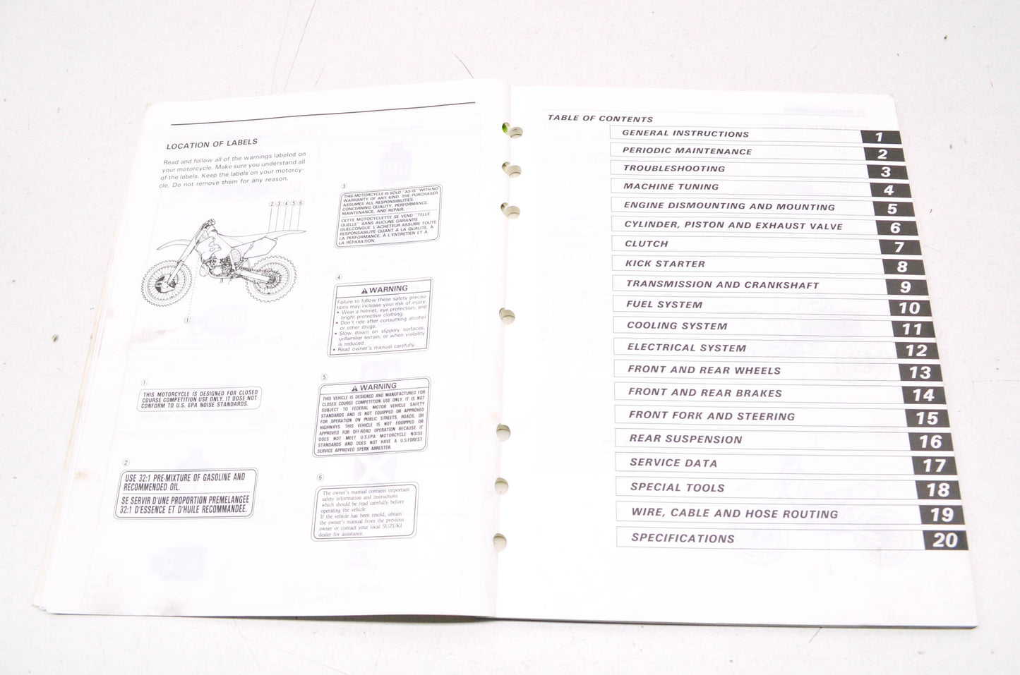 OEM Suzuki 99011-37E52-03A Owner's Manual RM250W 1998