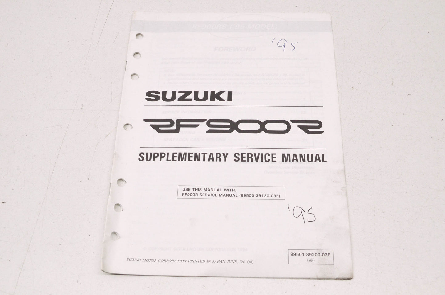 OEM Suzuki 99501-39200-03E RF900R Supplementary Service Manual