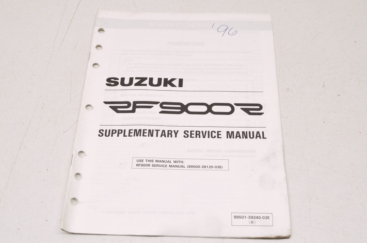 OEM Suzuki 99501-39240-03E RF900R Supplementary Service Manual