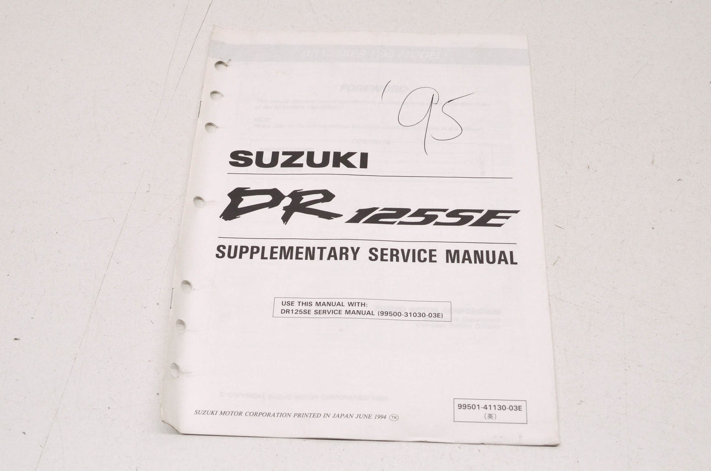 OEM Suzuki 99501-41130-03E DR125SE Service Manual