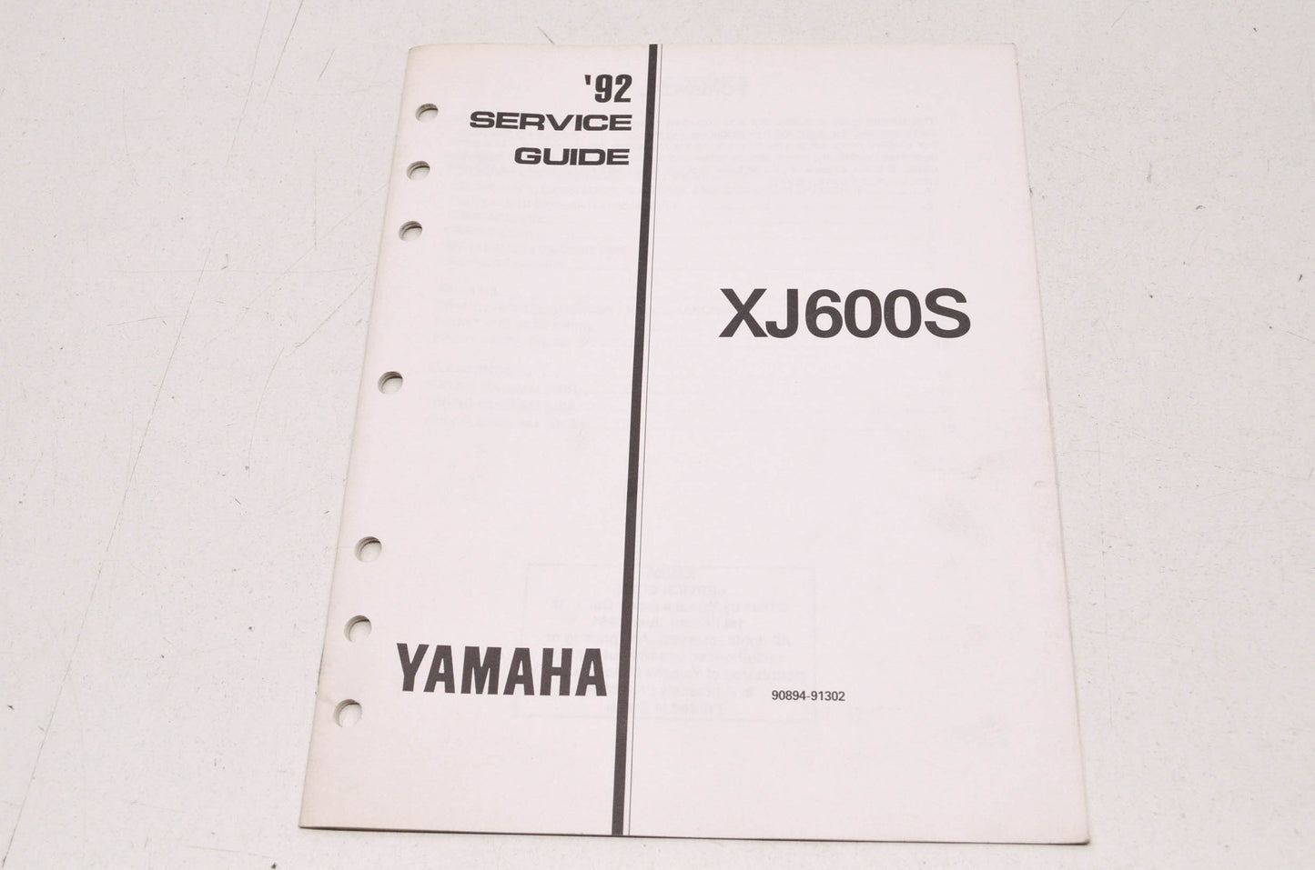 OEM Yamaha 90894-91302 1992 XJ600S Service Guide