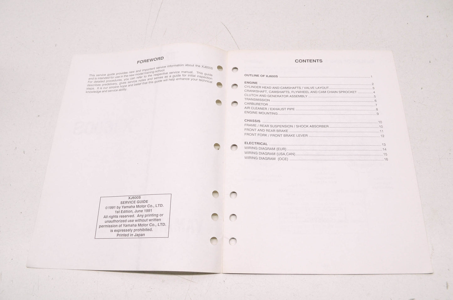 OEM Yamaha 90894-91302 1992 XJ600S Service Guide