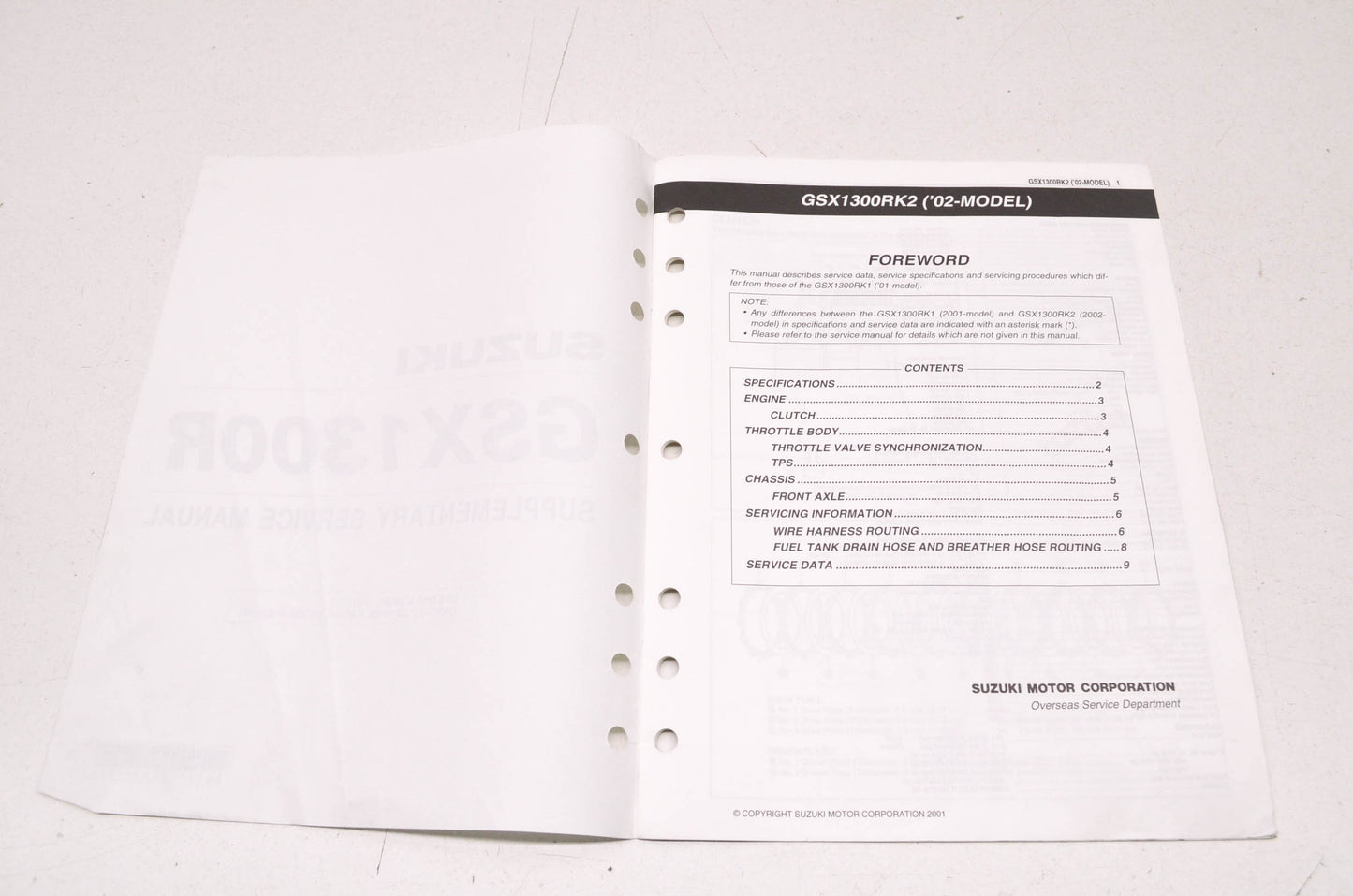 OEM Suzuki 99501-39330-03E GSX1300R Supplementary Service Manual