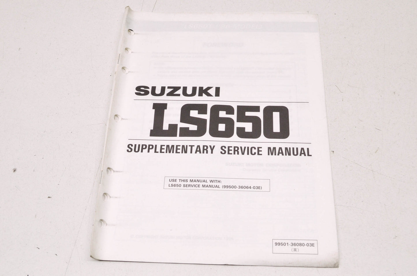 OEM Suzuki 99501-36080-03E LS650 Supplementary Service Manual