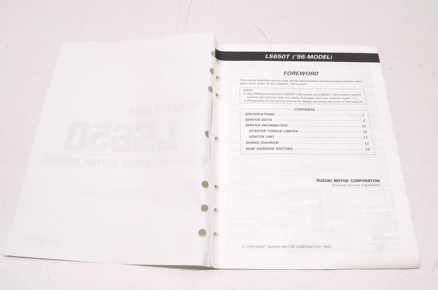 OEM Suzuki 99501-36080-03E LS650 Supplementary Service Manual