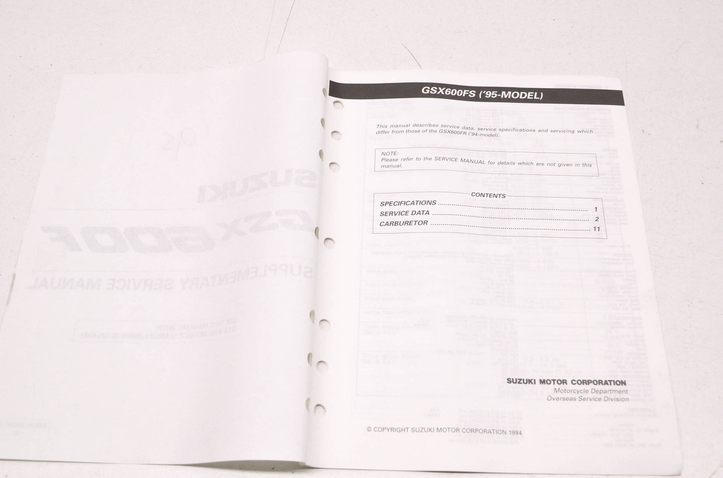 OEM Suzuki 99501-35080-03E GSX600F Supplementary Service Manual