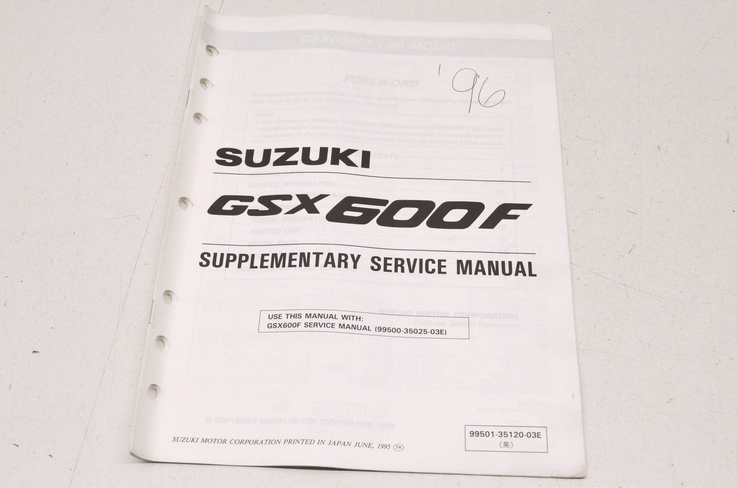 OEM Suzuki 99501-35120-03E GSX600F Service Manual