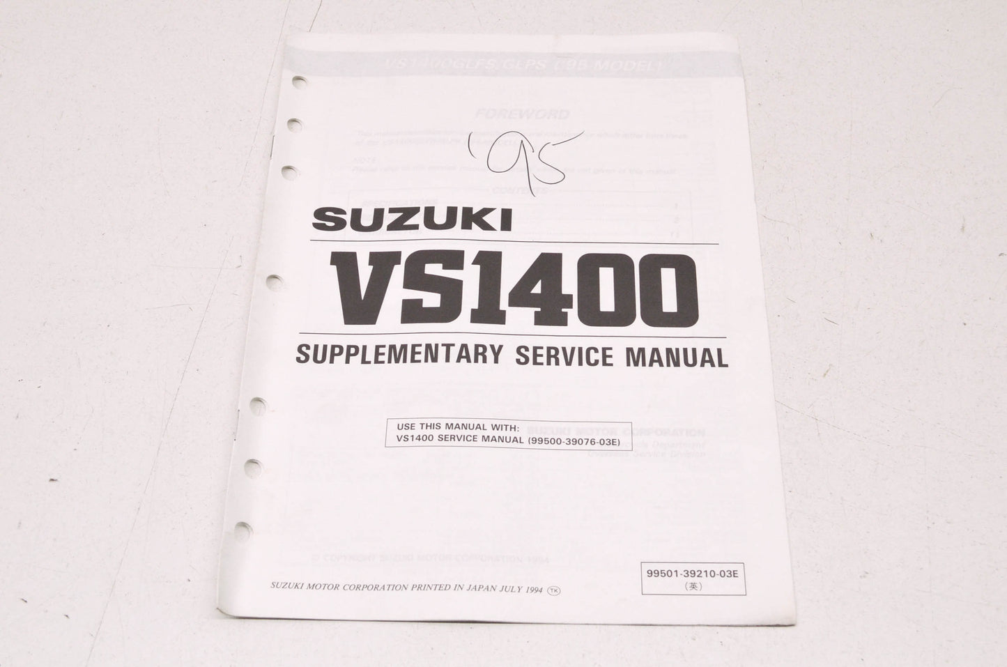 OEM Suzuki 99501-39210-03E VS1400 Supplementary Service Manual