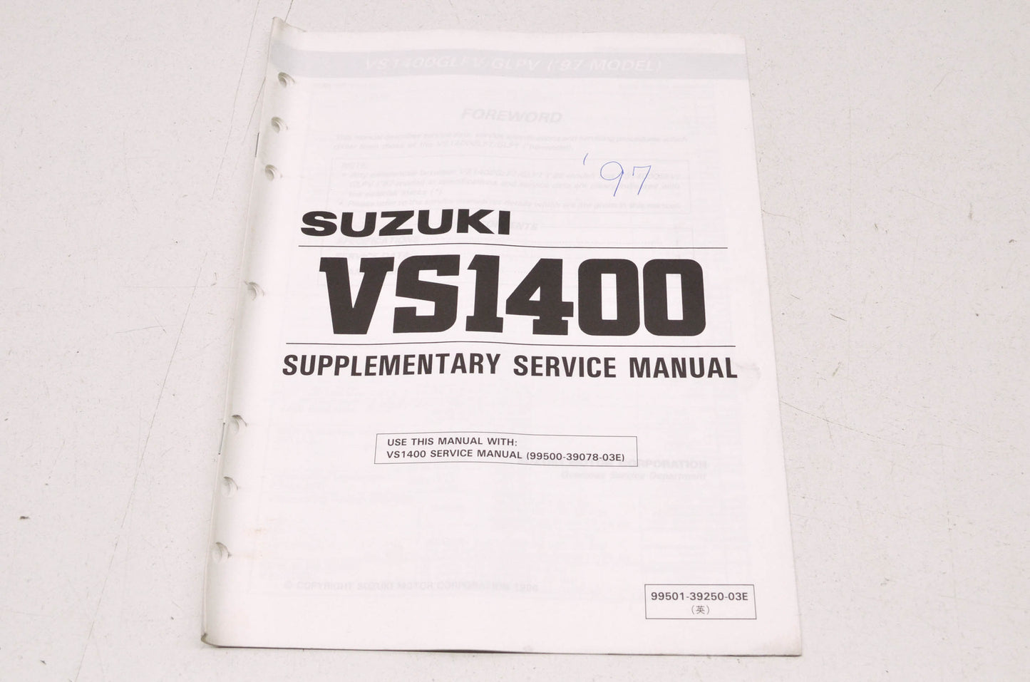 OEM Suzuki 99501-39250-03E VS1400 Supplementary Service Manual