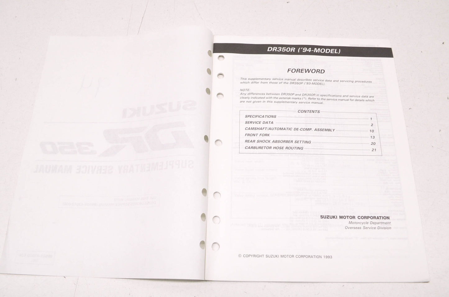 OEM Suzuki 99501-43020-03E DR350/S Service Manual