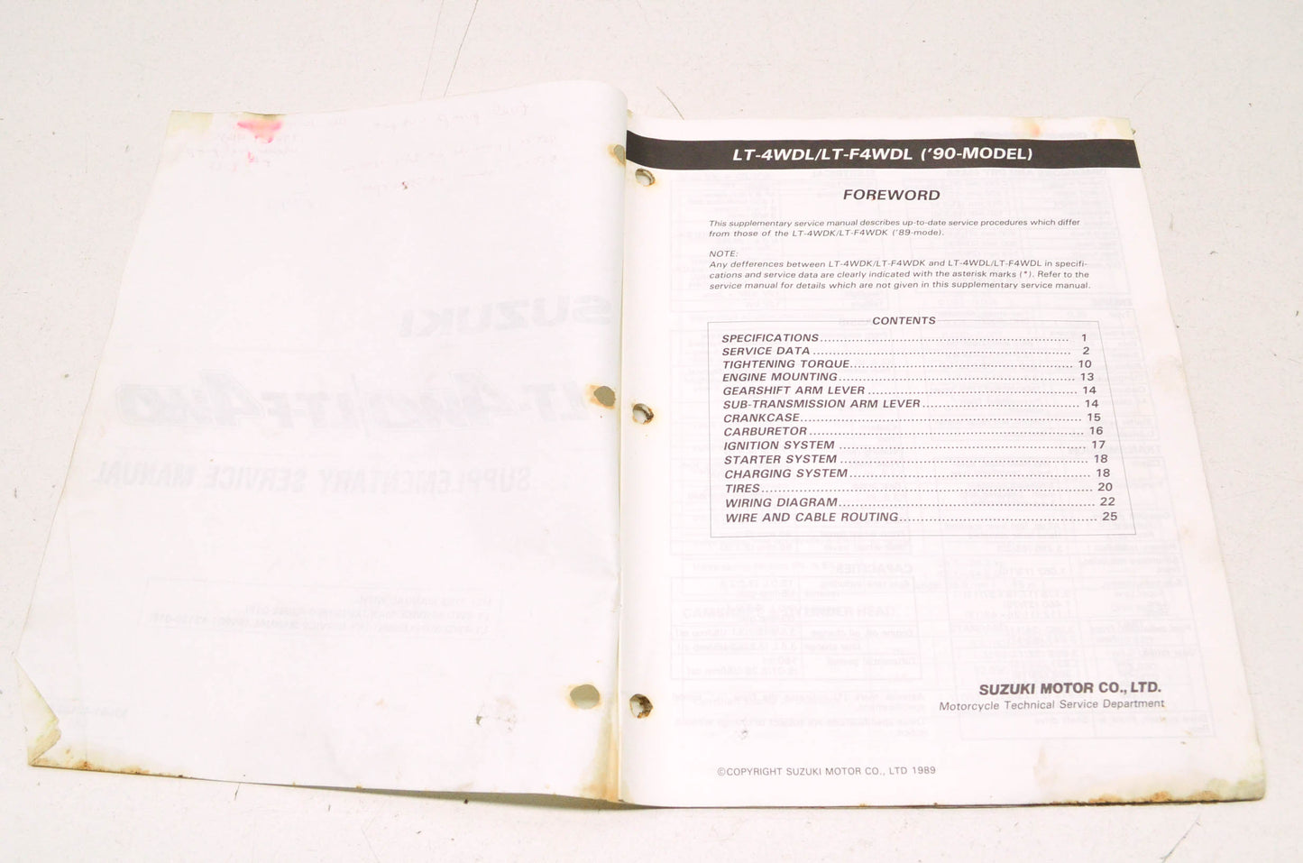 OEM Suzuki 99501-42130-01E LT-4WD/LT-F4WD Supplementary Service Manual