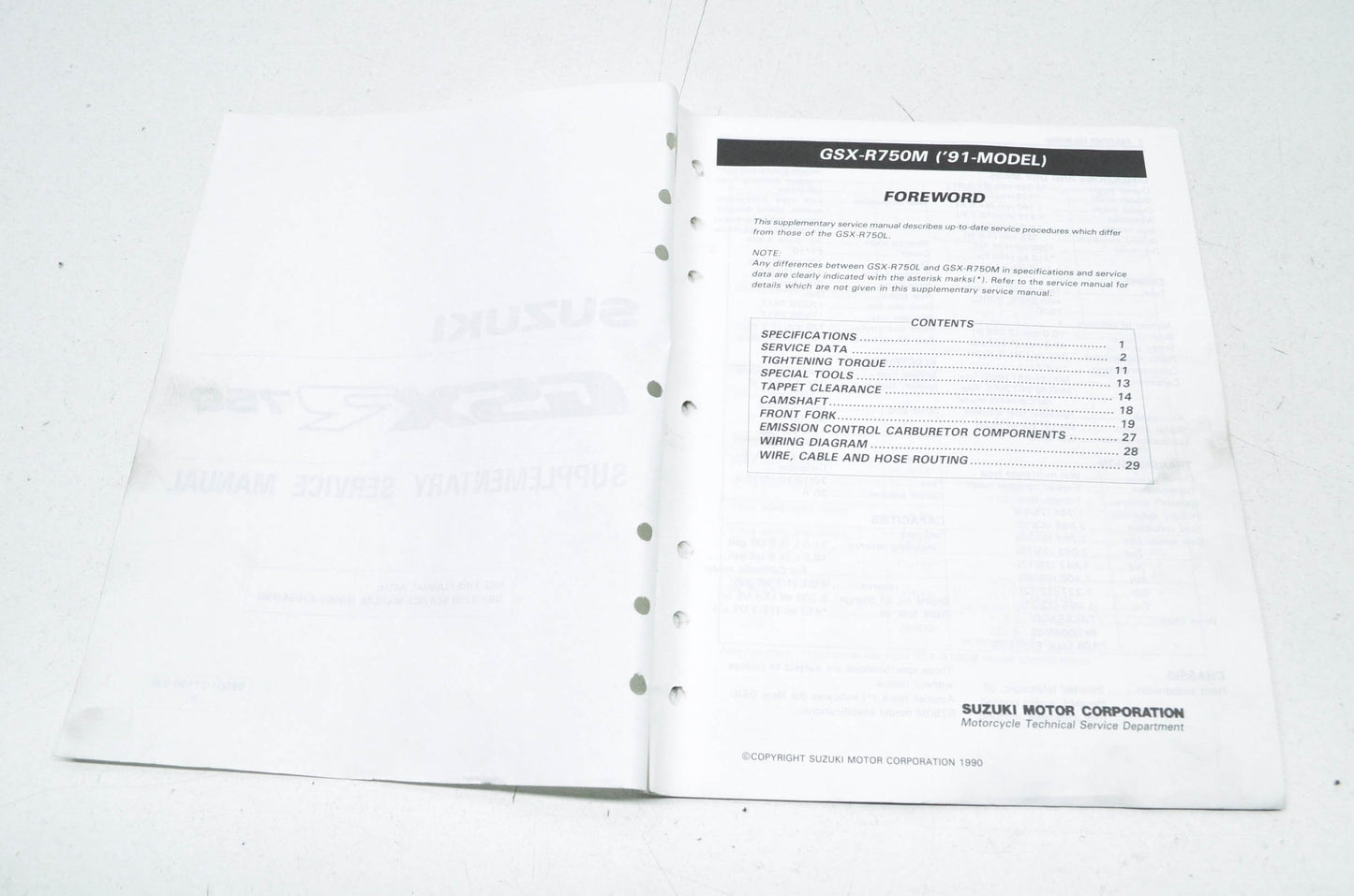 OEM Suzuki 99501-37130-03E GSXR750 Supplementary Service Manual