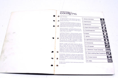 OEM Honda 1985 GL1200 Limited Service Manual Supplement