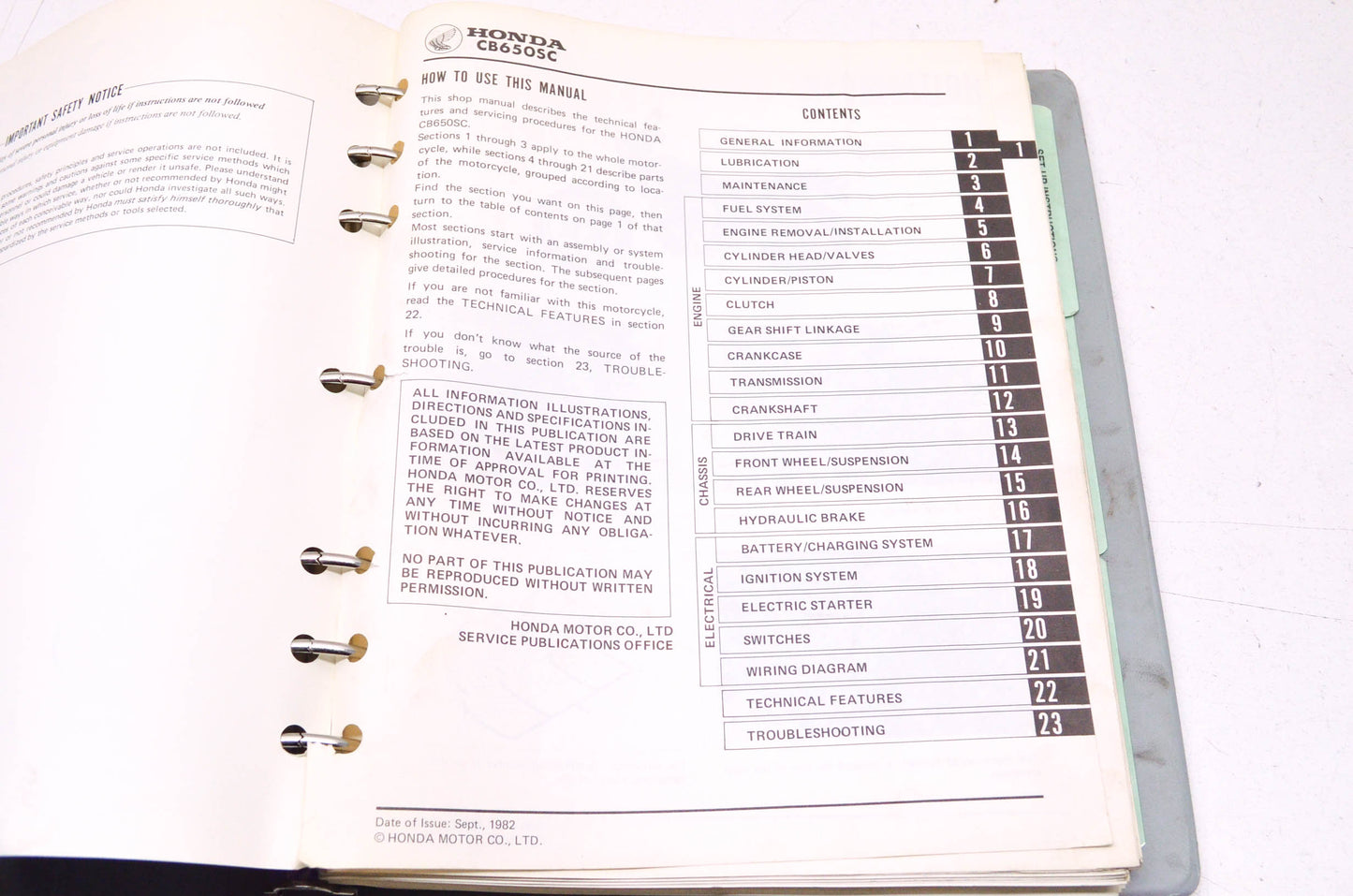OEM Honda 1983 CB650SC Nighthawk Shop Manual