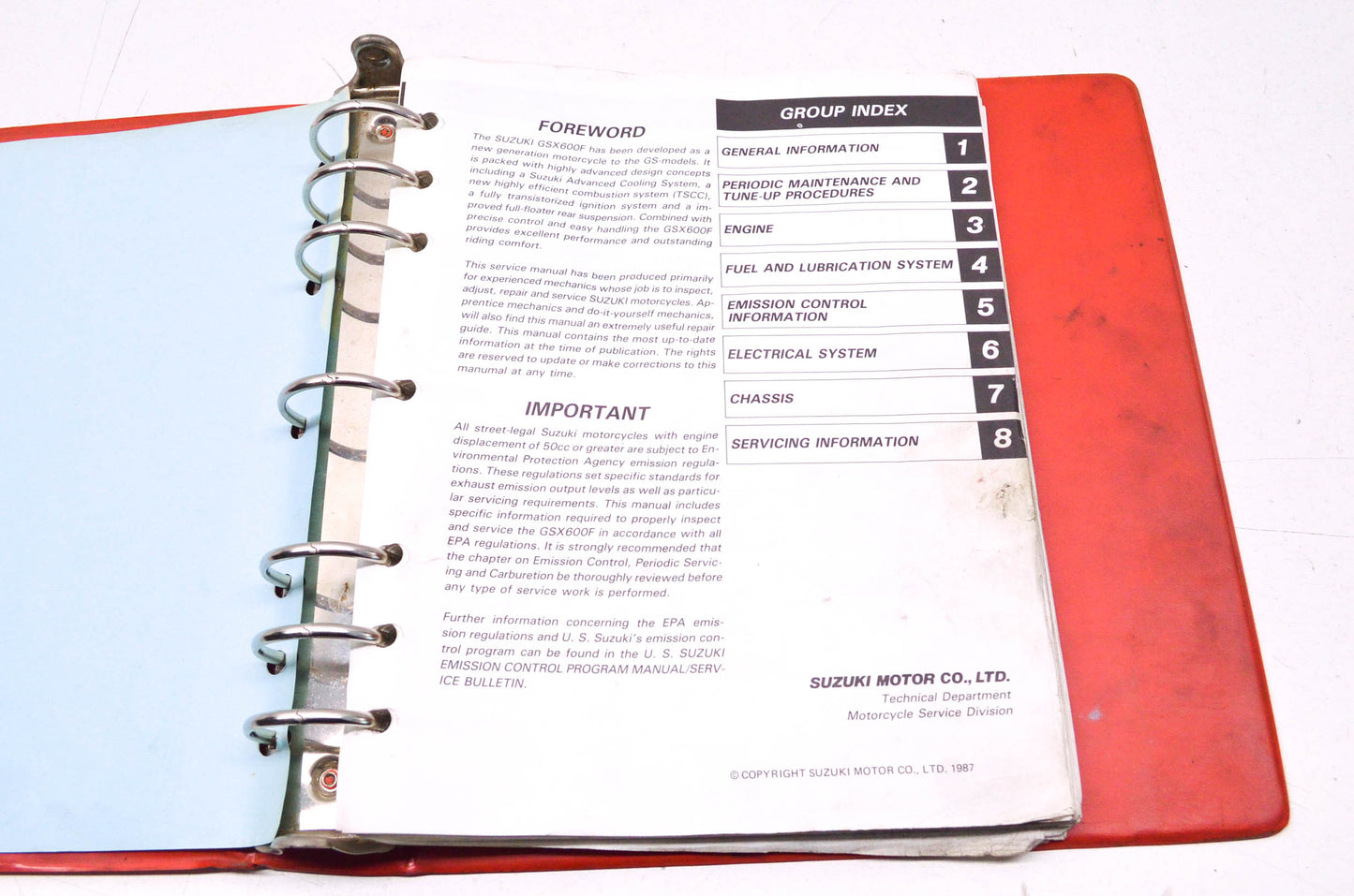 OEM Suzuki 99500-35020-03E GSX600F Service Manual