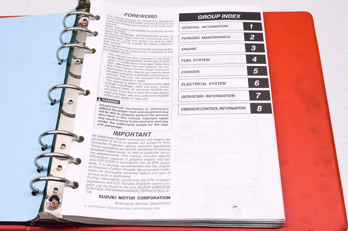 OEM Suzuki GSF1200/S Service Manual w/ Supplements