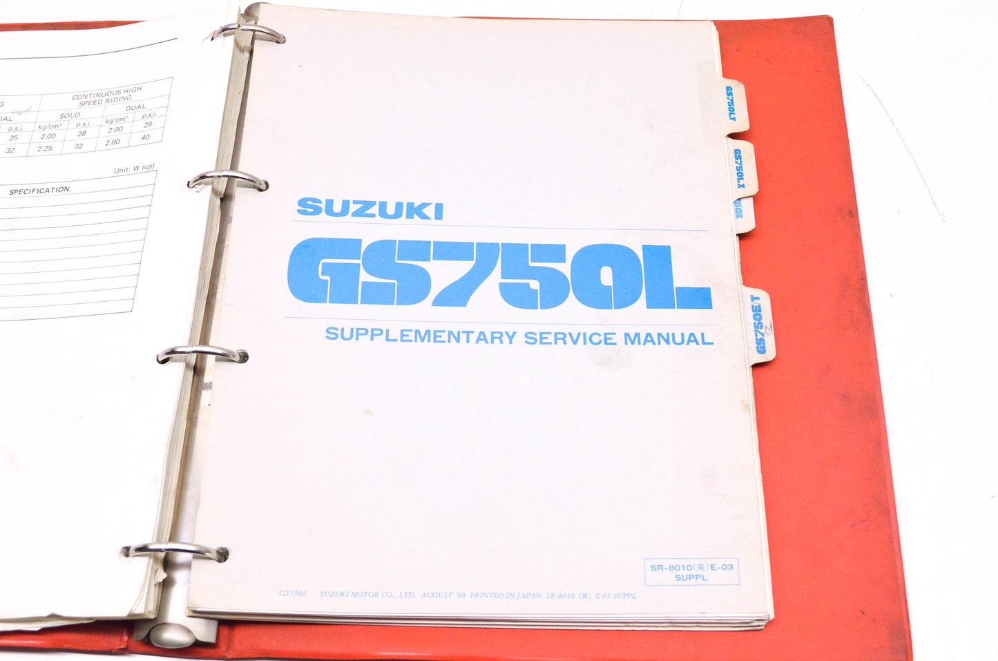 OEM Suzuki SR-8010 GS750/L/LT/LX/X/E/T Service Manuals