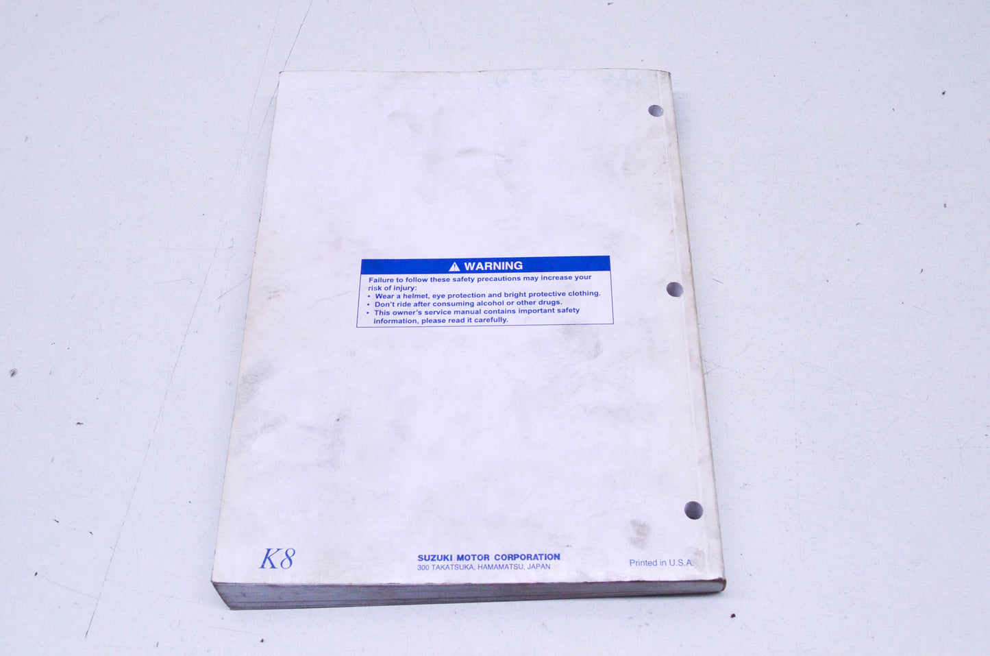 OEM Suzuki 99011-28H50-03A Owner's & Service Manual RMZ450K8 2