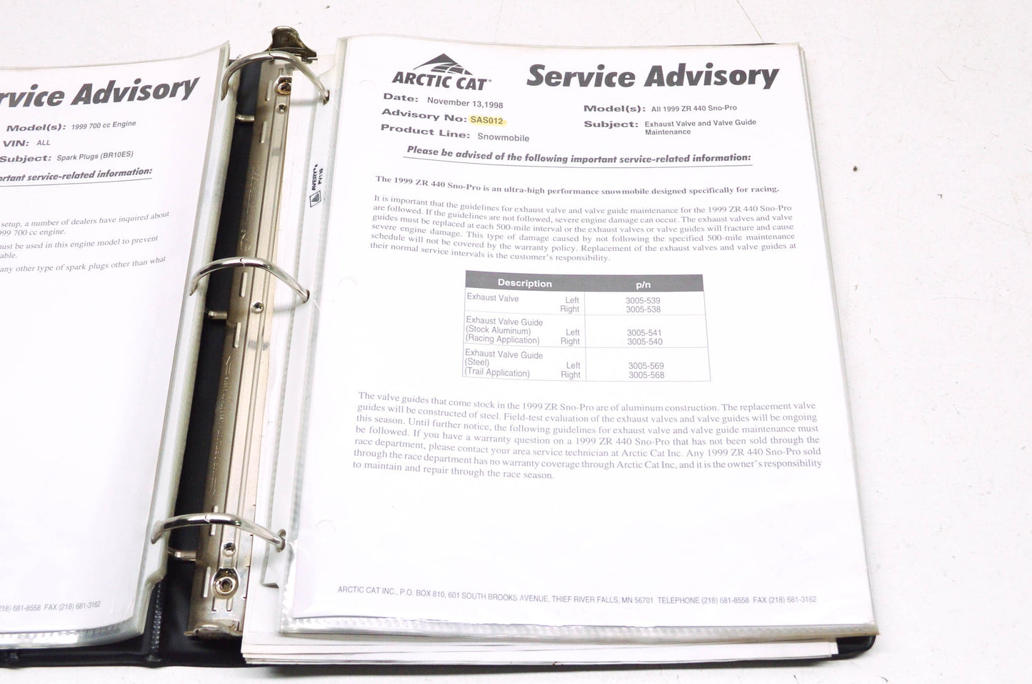 OEM Arctic Cat 97-03 Snowmobile Service Advisory Manual