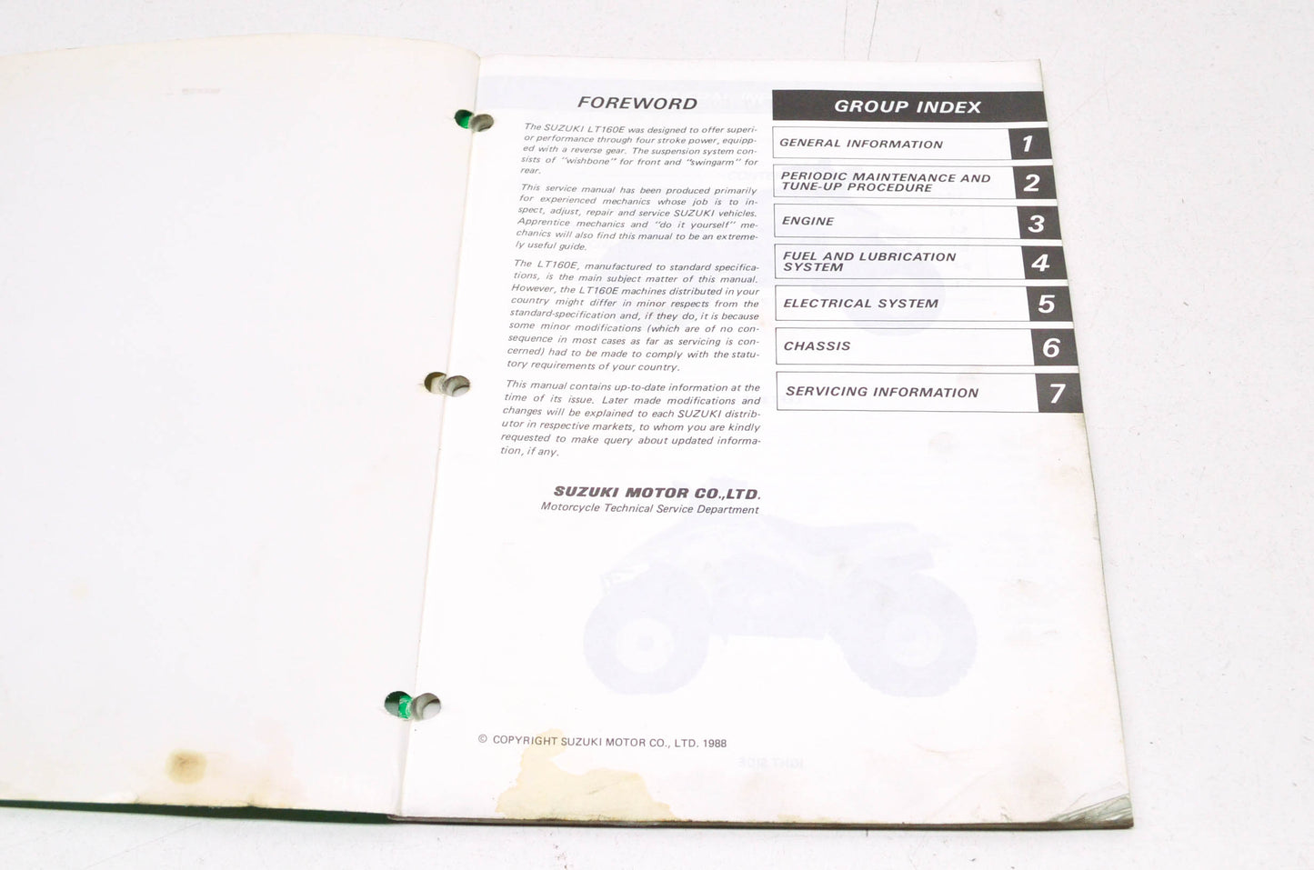 OEM Suzuki 99500-41090-01E Service Manual LT160 1989-04