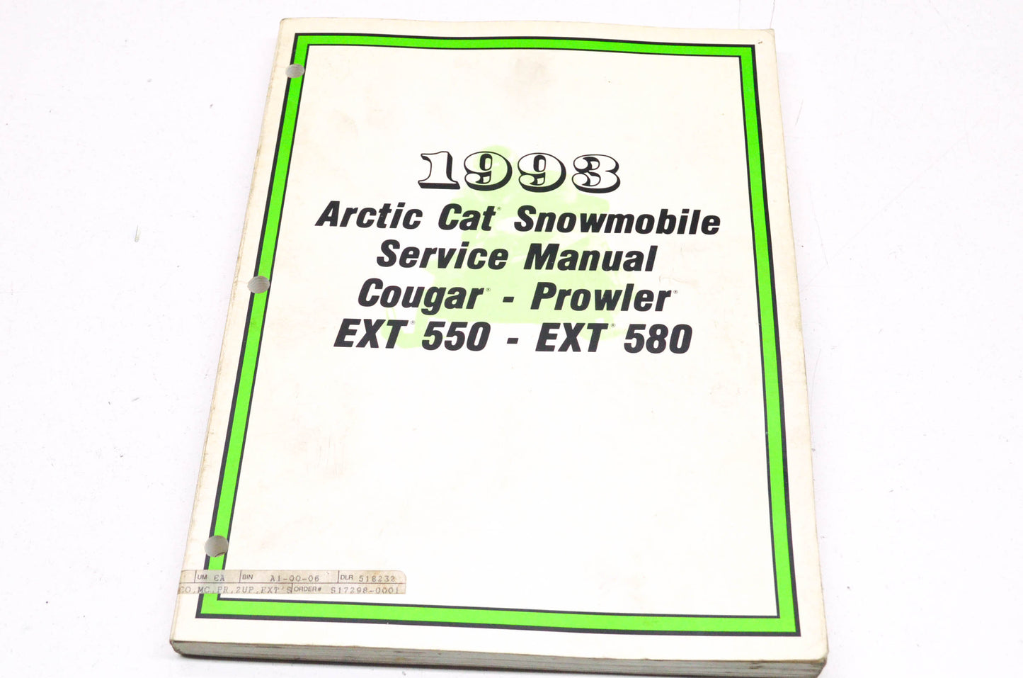 OEM Arctic Cat 2254-827 Service Manual '93 CO,MC,PR,2UP,EXT'S