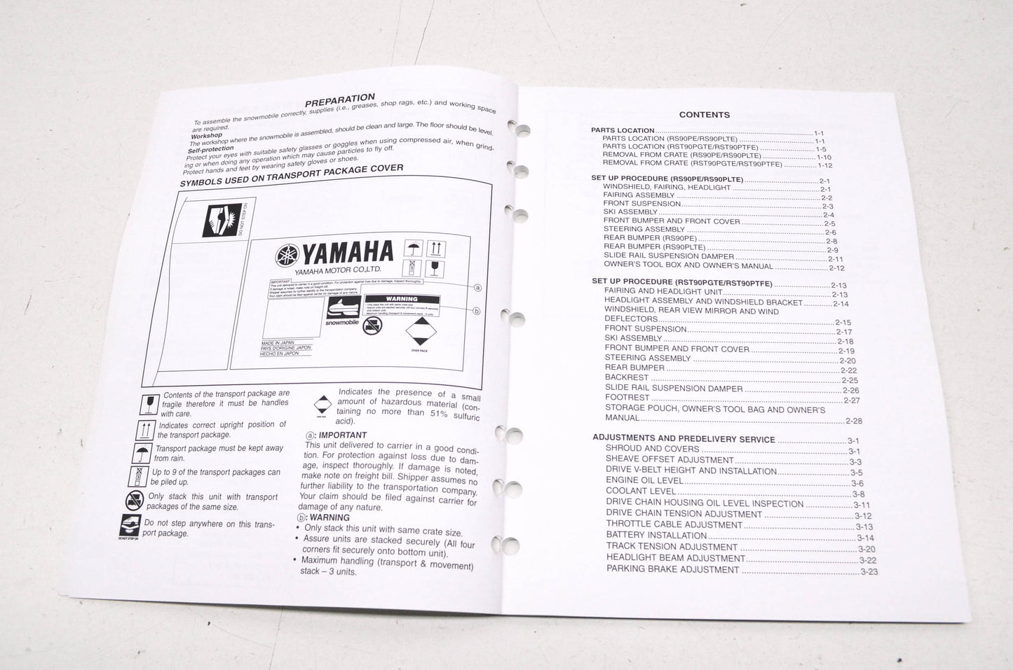 OEM Yamaha LIT-12668-03-11 RS90PE/PLTE RST90PG Assembly Manual