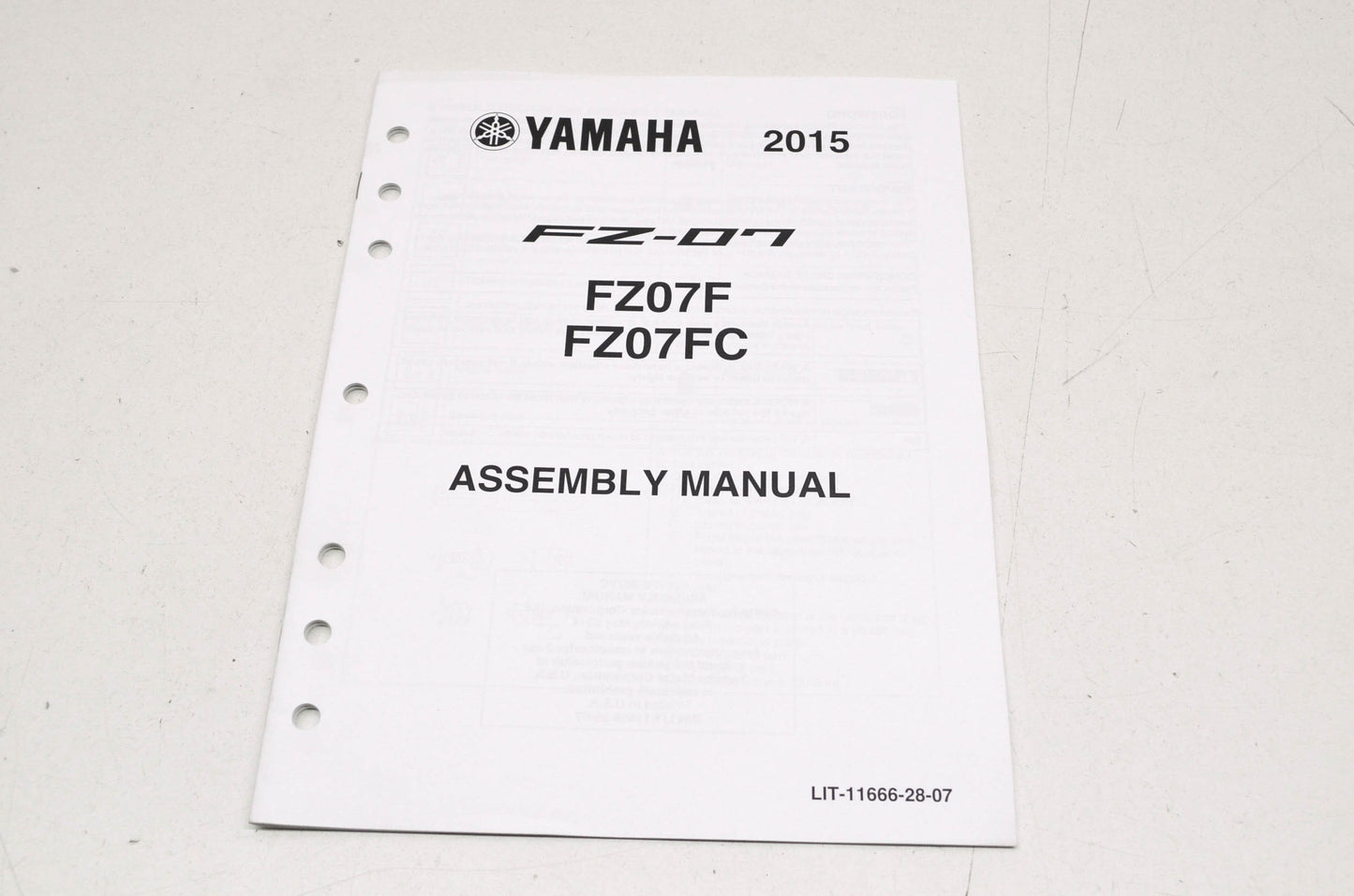 OEM Yamaha LIT-11666-28-07 Assembly Manual 2015 FZ-07 NOS