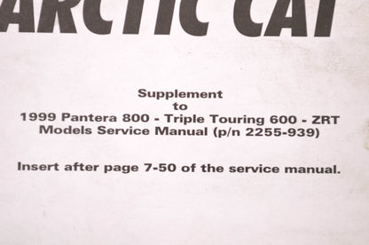 OEM Arctic Cat 2256-204 Service Manual Supplement 99 Triples