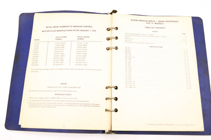 OEM Suzuki 99923-00739 1978 C Model Ready Reference Service Specifications