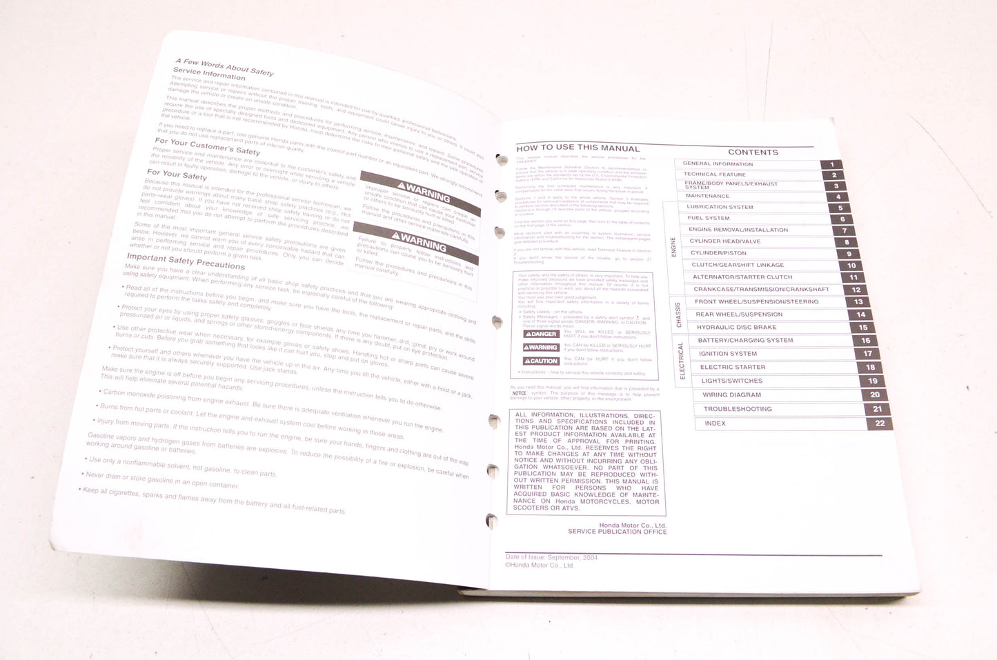 OEM Honda 2005-2007 TRX400EX Service Manual