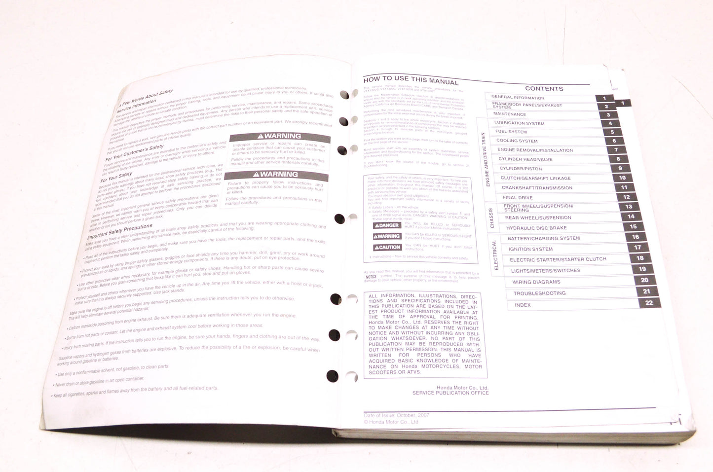 OEM Honda 61MEA05 2003-2009 VTX1300C/R/S/T Service Manual