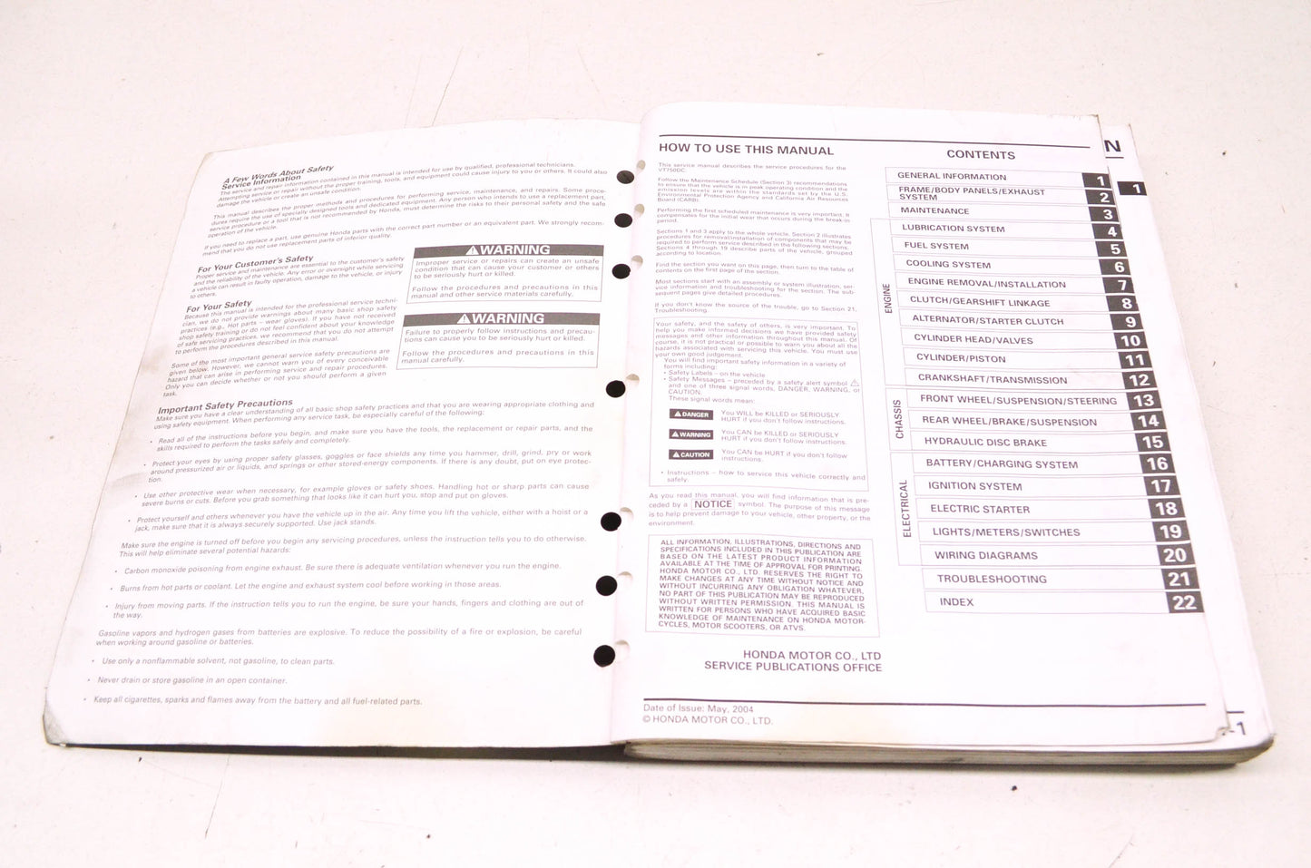 OEM Honda 61MCR04 2001-2007 VT750DC Service Manual