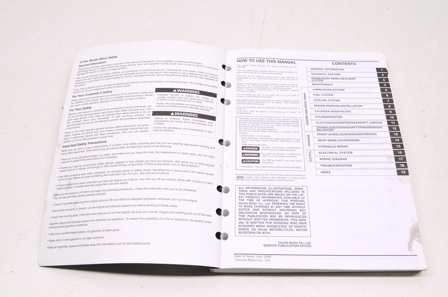 OEM Honda 61MEN60 CRF450R 07 Service Manual NOS