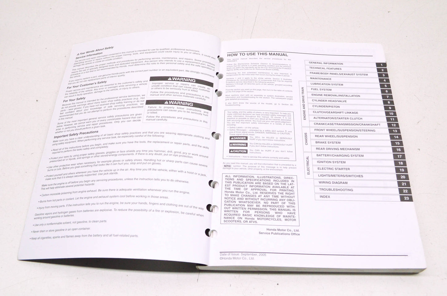 OEM Honda 61HN650 Service Manual TRX250EX 06