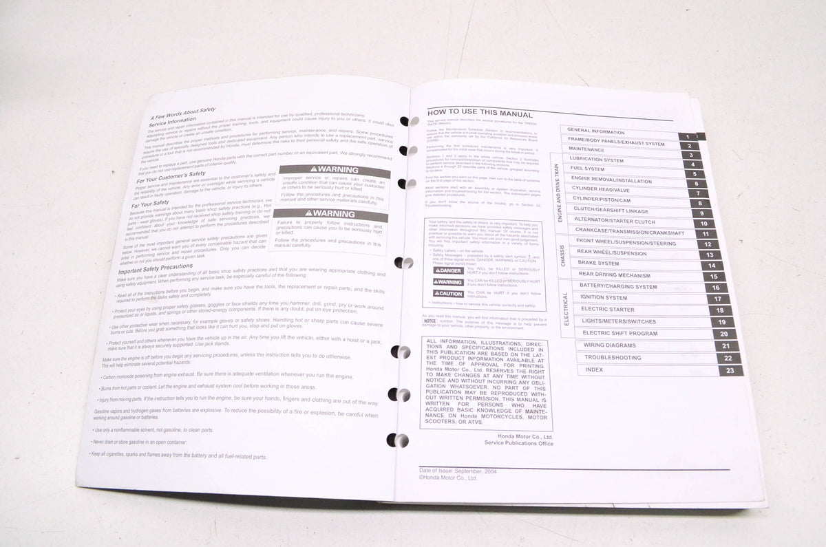 OEM Honda 61HM857 2005-2013 TRX250TE/TM Recon Service Manual