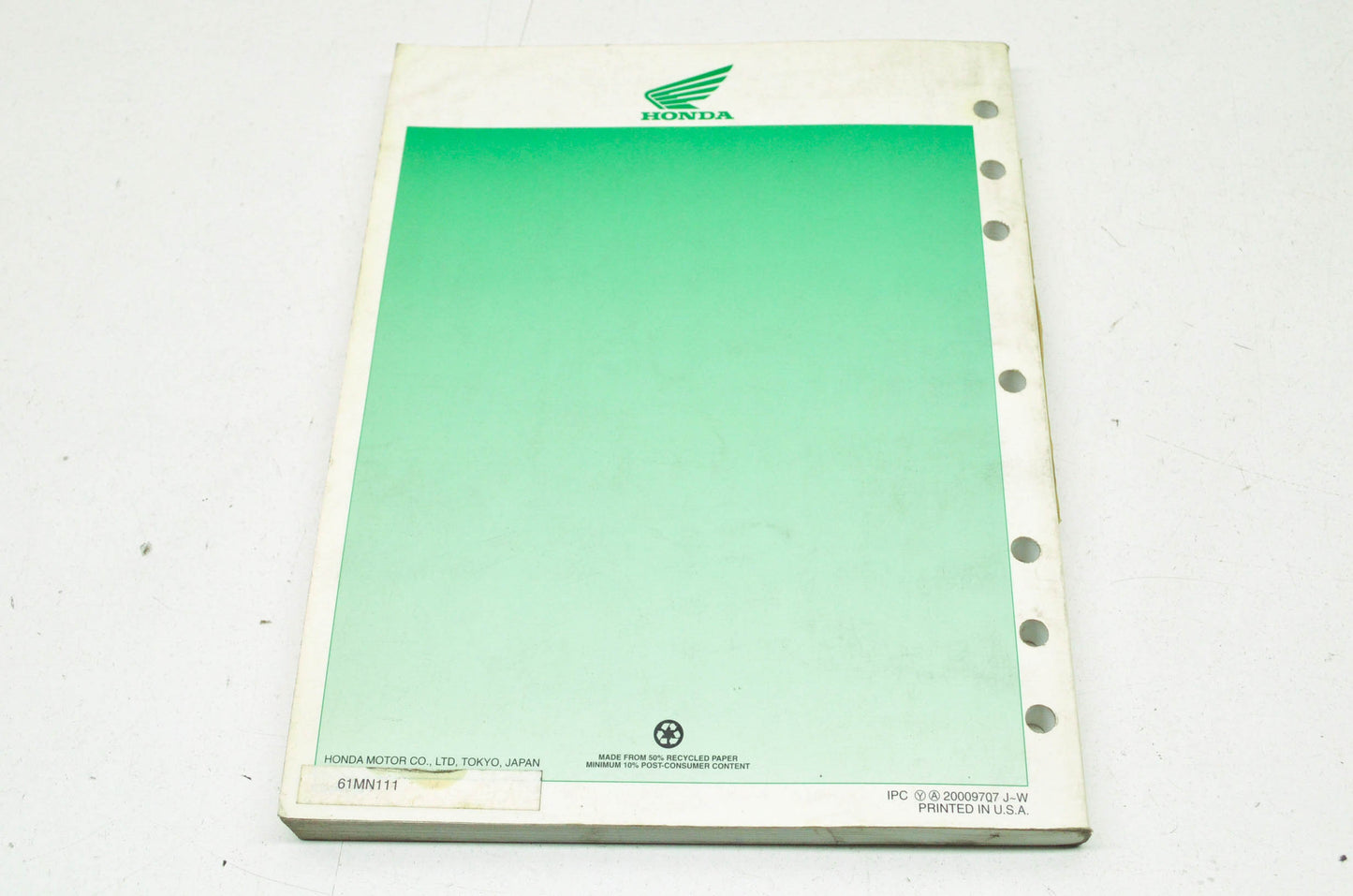 OEM Honda 61MN111 1988-2000 XR600R Service Manual