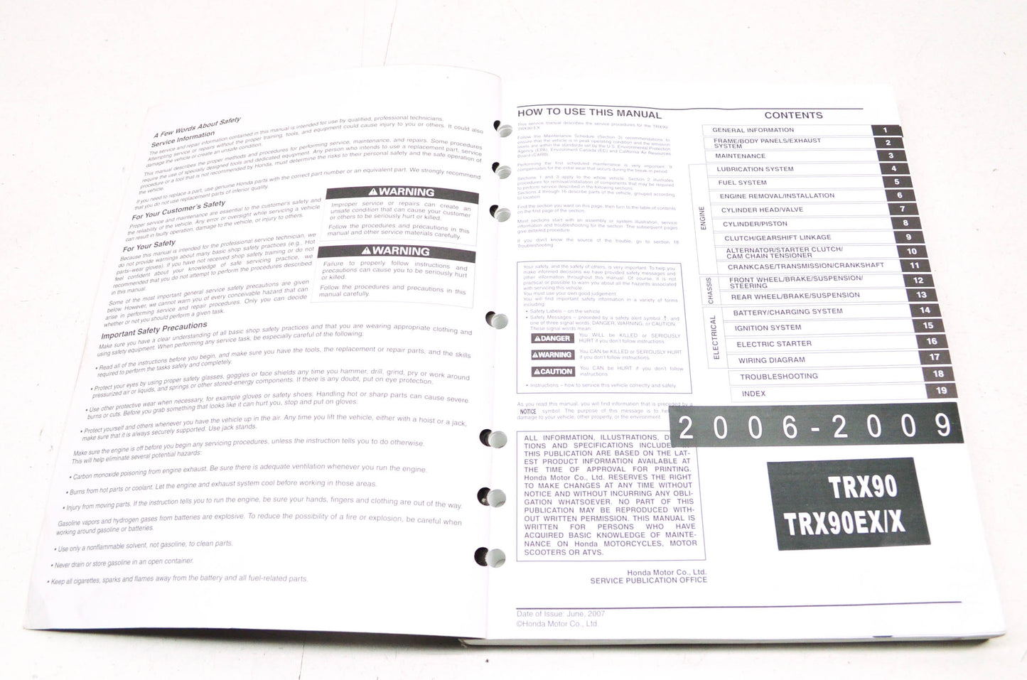 OEM Honda 61HP208 2006-2016 TRX90, TRX90EX/X Service Manual