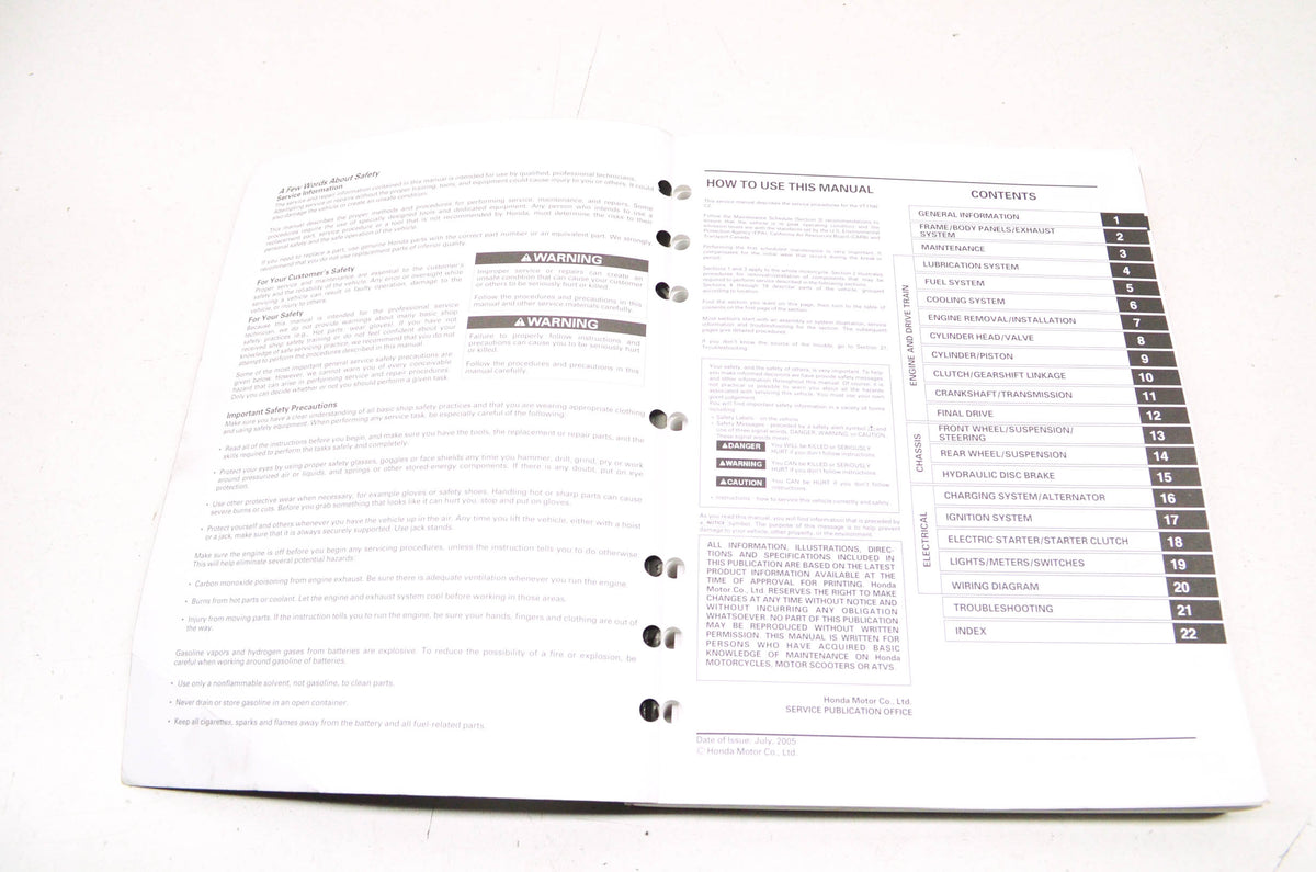 OEM Honda 61MCK06 Service Manual VT1100C2 00-06