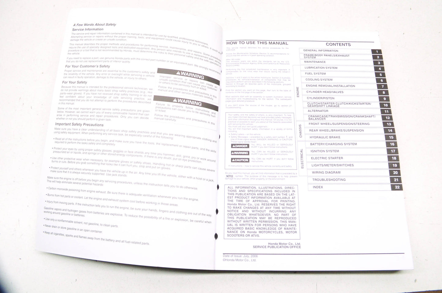 OEM Honda 2004-2017 CRF250X Service Manual