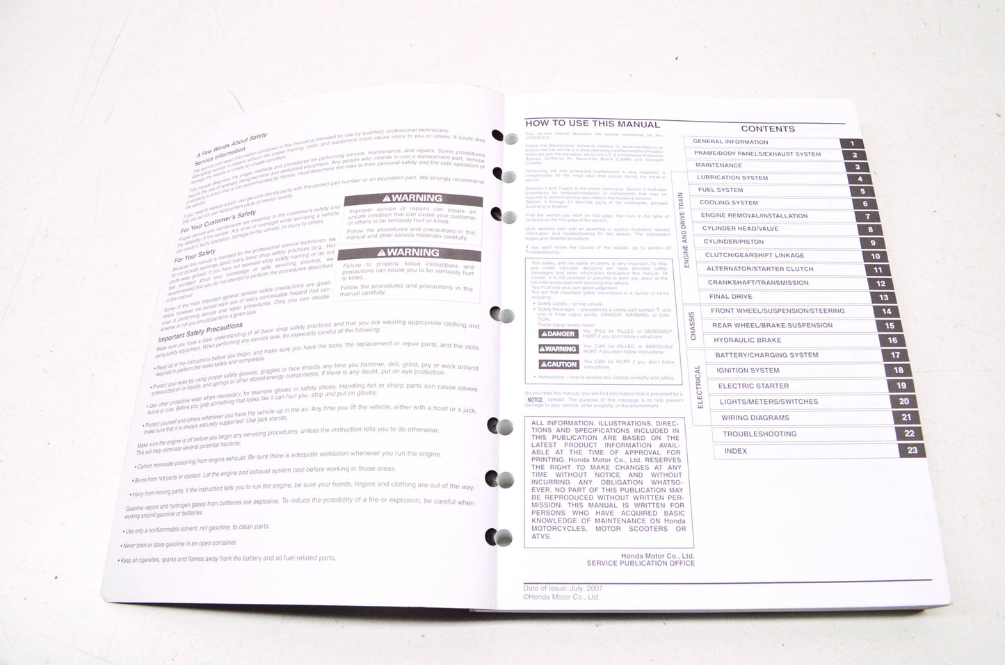 OEM Honda 2004-2008 VT750C Shadow Aero Service Manual