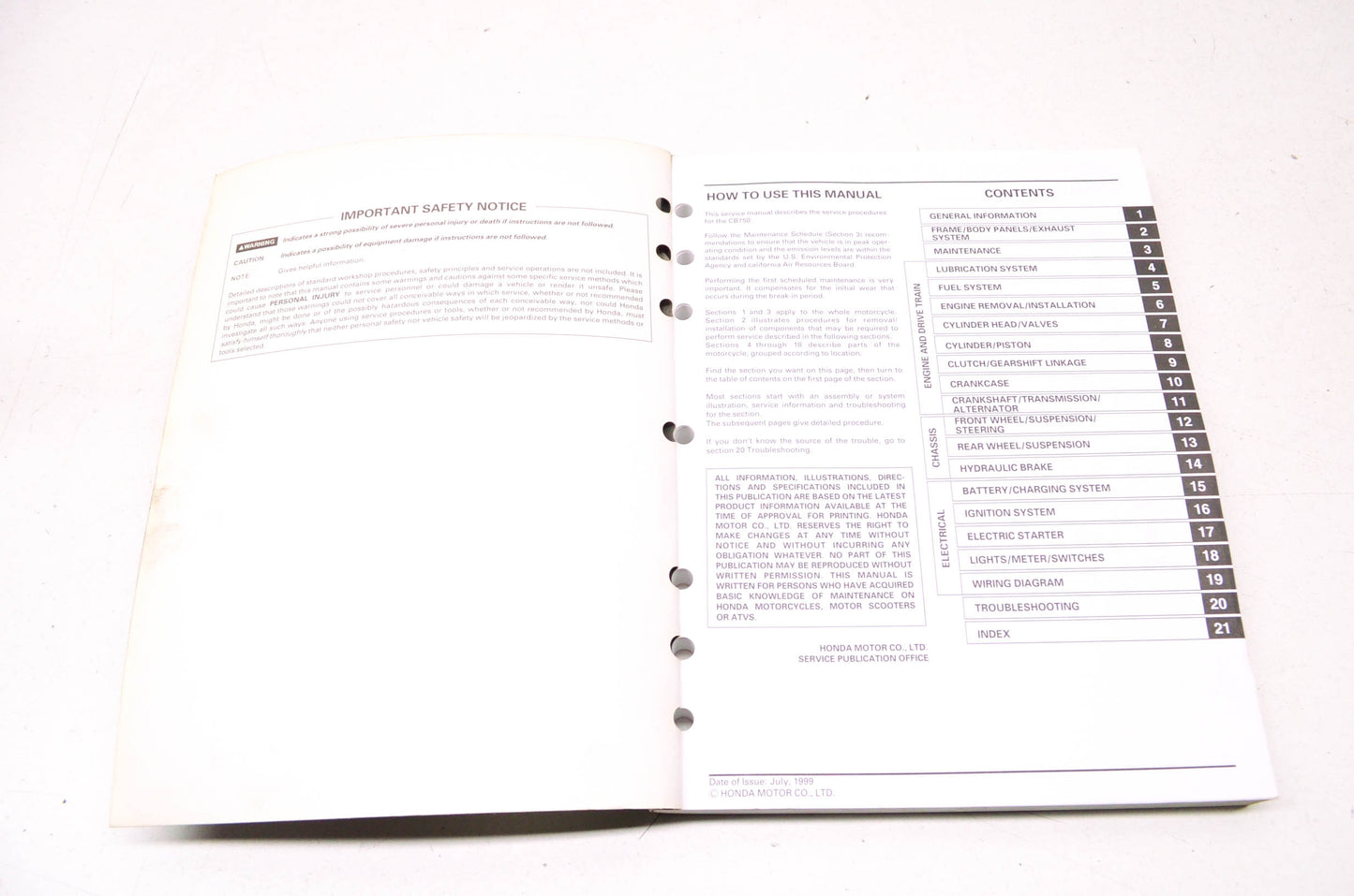 OEM Honda 2000-2003 CB750 Nighthawk Service Manual