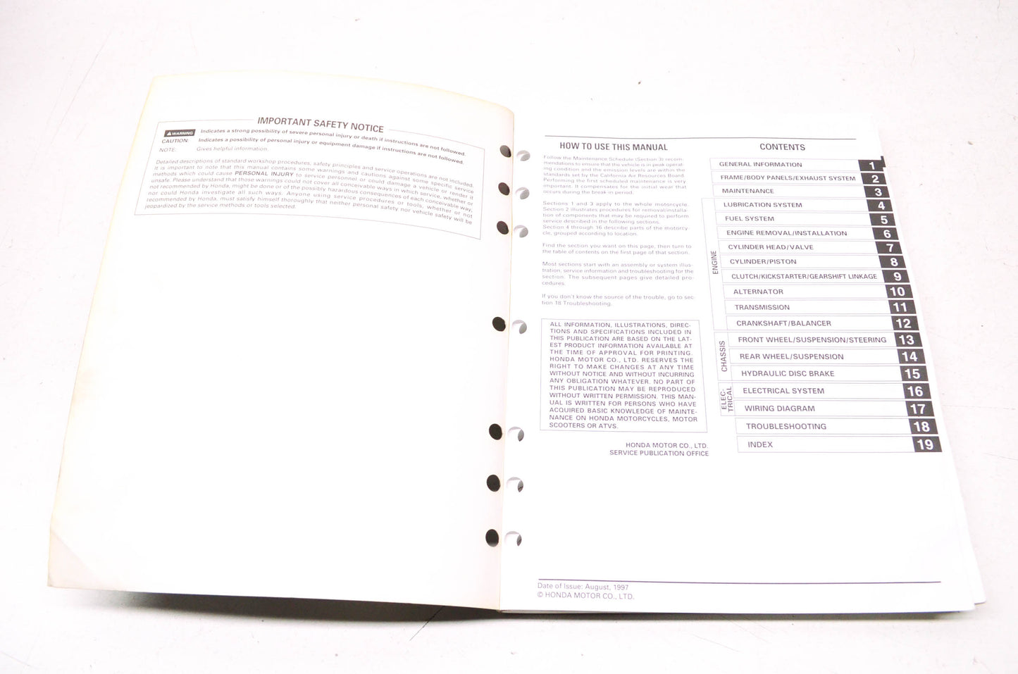 OEM Honda 1996-2003 XR400R Service Manual