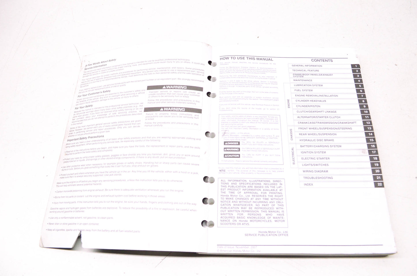 OEM Honda 2005-2014 TRX400EX Service Manual
