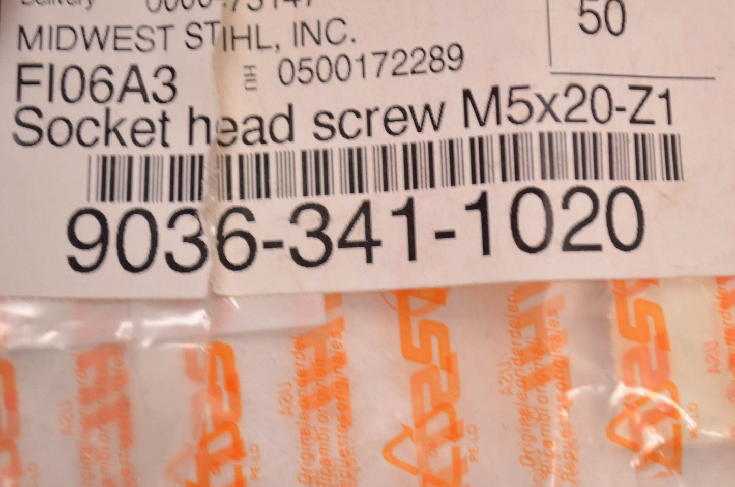 OEM STIHL 9036 341 1020 Socket Head Screw M5-20 NOS