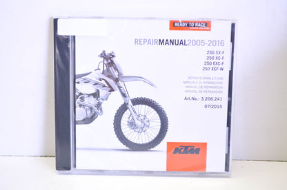 New OEM KTM 2005-2016 250 SX-F, 250 XC-F, 250 EXC-F, 250 XCF-W Repair Manual CD