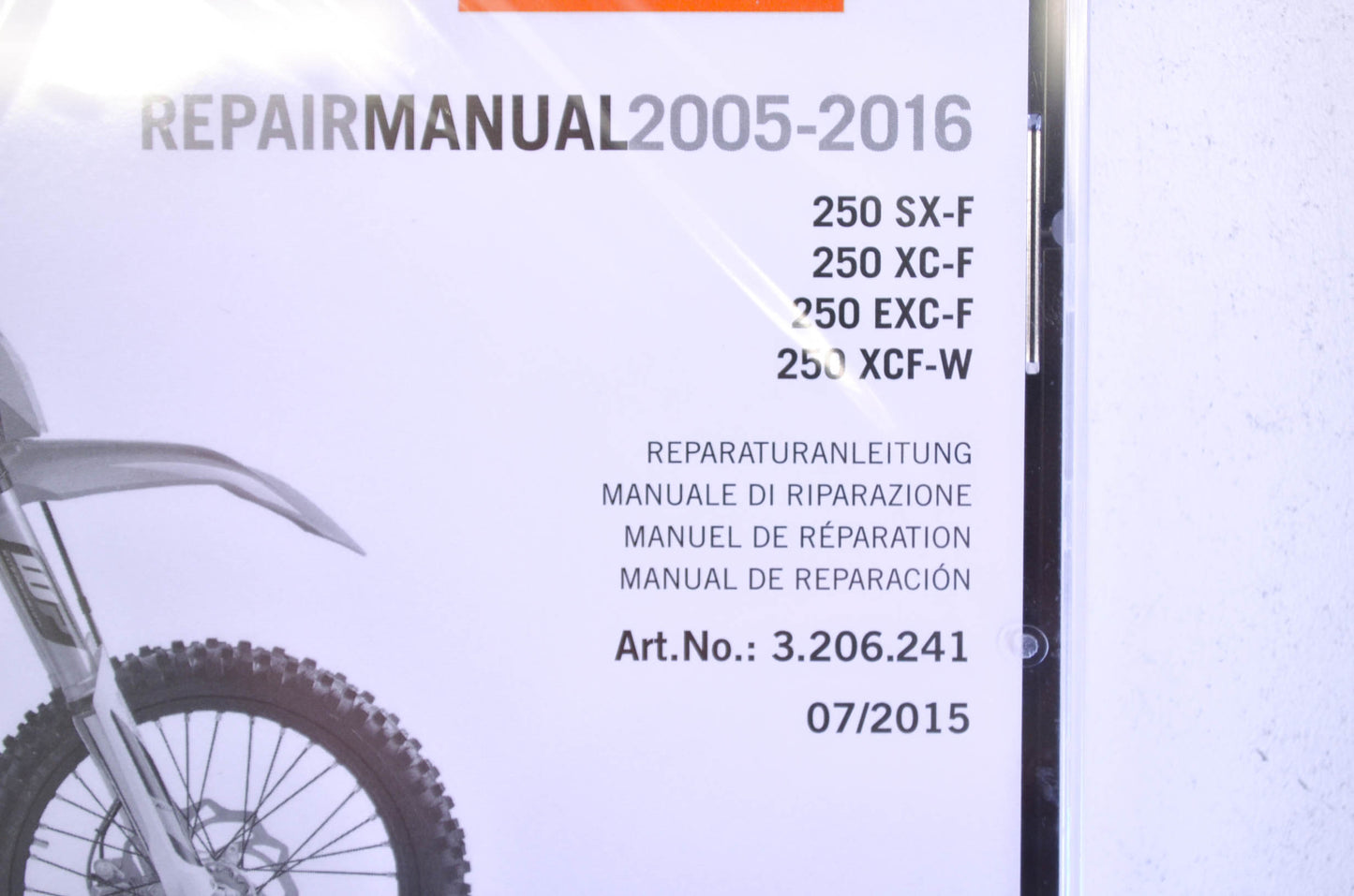 New OEM KTM 2005-2016 250 SX-F, 250 XC-F, 250 EXC-F, 250 XCF-W Repair Manual CD