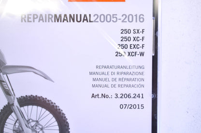 New OEM KTM 2005-2016 250 SX-F, 250 XC-F, 250 EXC-F, 250 XCF-W Repair Manual CD