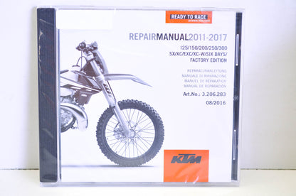 2011-2017 125-300 SX/XC/EXC/XC-W/ SIX DAYS Factory Edition Repair Manual CD Disc